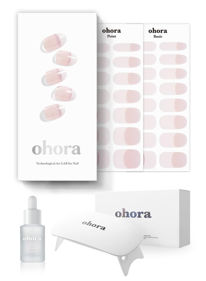 اوهورا مجموعة أوهورا لشرائط طلاء الأظافر الجل شبه المعالج (مجموعة أساسية لطلاء الأظافر الفرنسي) تتضمن مصباحًا كامل الحجم ومزيلًا صغيرًا، بجودة صالونات التجميل، تدوم طويلًا، سهلة الاستخدام والإزالة - Image 1